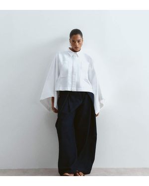 ARRANGE Oversized Katoenen Overhemd Met Cape-Detail En Vierkant Design - Wit