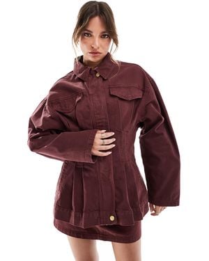 ASOS Denim Premium Jacket With Cinched Waist - Red
