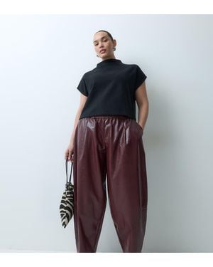 ASOS Curve Tailored Faux Leather Tapered Trousers - Blue