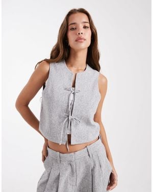 Vero Moda Tailored Tie Front Waistcoat Co-ord - White