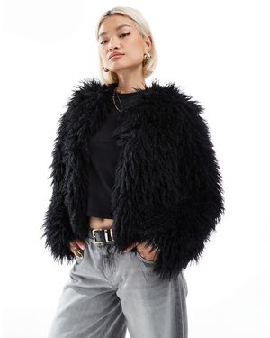 Threadbare Faux Shearling Fur Jacket - Black