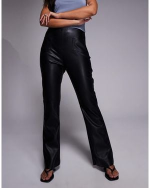 River Island Patch Pocket Faux Leather Bootcut Pants - Blue