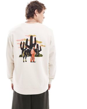 Wrangler Sudadera Blanco Holgada Con Estampado De Vaquero En La Espalda De