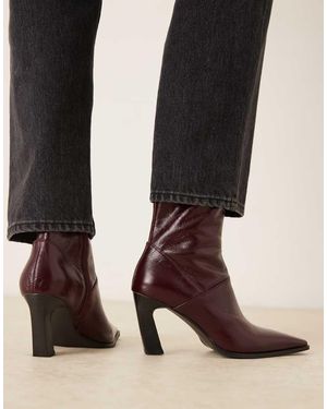 ASOS Botines Con Puntera Cincelada De Cuero Estella De -Rojo
