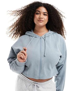 ASOS Asos Design Curve Seam Detail Zip Through Hoodie - Blue