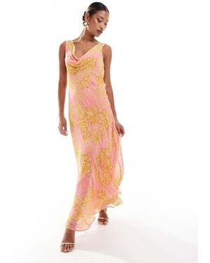 River Island Cowl Neck Floral Maxi Dress - White