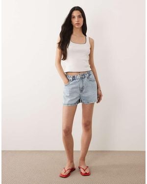 River Island Denim Elasticated Waist Shorts - Blue