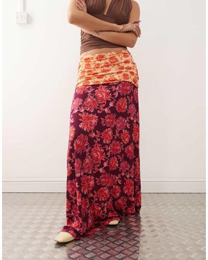 Susmie's Flora Roll Over Midaxi Skirt - Red