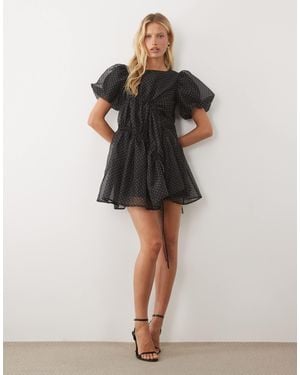 Ghospell – exklusives minikleid aus seersucker - Schwarz