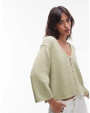 & Other Stories Textured Knit Cardigan With One Button - Green