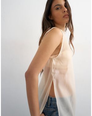 TOPSHOP Longline Sheer Organza Tunic - Brown