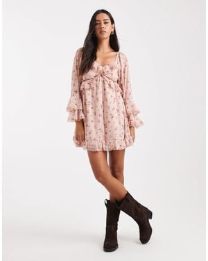 Miss Selfridge Ruffle Chiffon Mini Dress - Pink