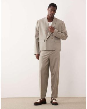ASOS Oversized Tapered Suit Trousers - Natural