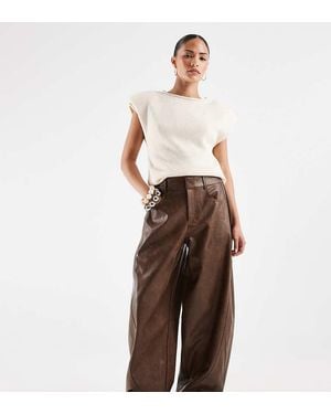 ASOS Petite Barrelbroek Van Imitatieleer - Bruin