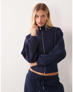ASOS Zip Front Funnel Neck Top Co-Ord - Blue