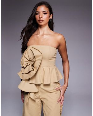 ASOS Co-ord Cotton Twill Bandeau Corsage Top - Natural