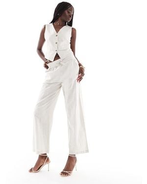 Vero Moda Elegante Broek Met Wijde Pijpen En Trekkoord Aan De Taille - Wit