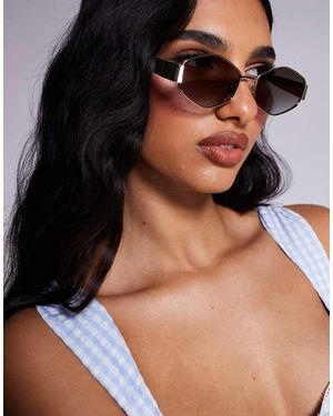 ALDO Gafas De Sol Negras Y Doradas Con Montura Hexagonal Estrecha Rilibaen De - Negro