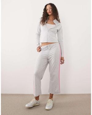 ASOS Co-ord Capri Length joggers With Contrast Pink Stripe - Natural