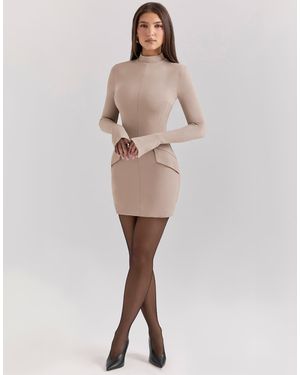 House Of Cb Mahalia Long Sleeve Mini Dress - Natural