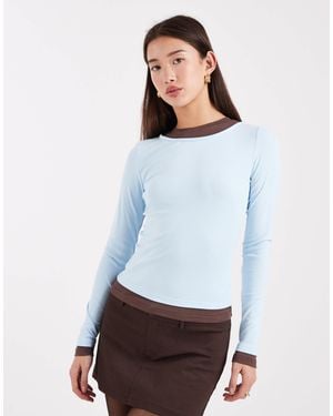 Edikted Contrast Layered Long Sleeve T-shirt - White