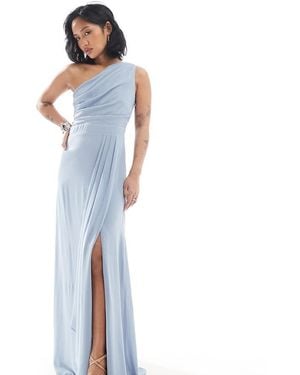 TFNC London Bridesmaid Chiffon Maxi Dress With Wrap Skirt - Blue
