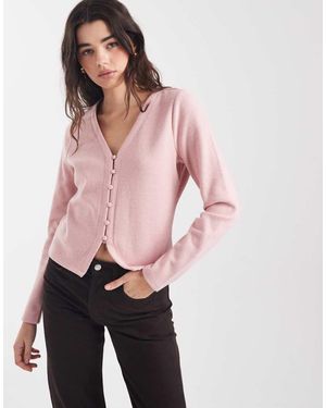 Threadbare Knit Button Through Cardigan - Pink