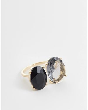 ASOS – farbener ring mit doppeltem schmuckstein - Blau