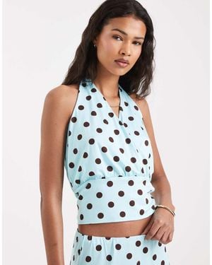 Cotton On Sandy Wrap Halter Top - Blue