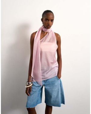 TOPSHOP Halter Scarf Detail Top - Red