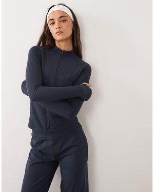4505 Icon Soft Touch Zip Up Studio Long Sleeve Top - Blue