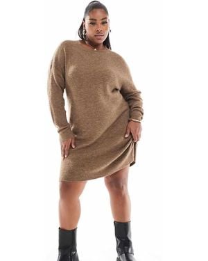 Yours Tunic Knitted Mini Dress - Brown