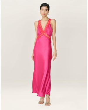 OMNES Aurelia Satin And Lace Midi Dress With Open Back - Pink