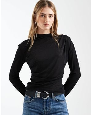 ASOS Grown On Neck Drape Top - Black