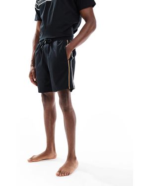 BOSS Iconic Jersey Shorts With Side Stripes - Black