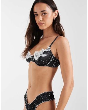 KAT THE LABEL Norma Underwired Polka Dota Bra - Black