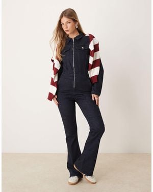 ASOS Denim Long Sleeve Jumpsuit - Blue