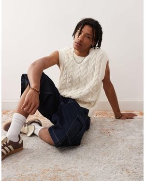 Weekday Cable Knit Vest - Natural