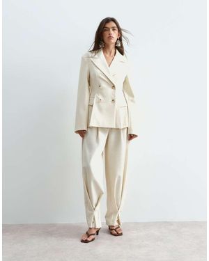 ARRANGE Blythe Tapered Fold Detail Tailored Trousers Co-ord - White