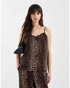 Pieces Cami Top With Lace Trim Detail - Black
