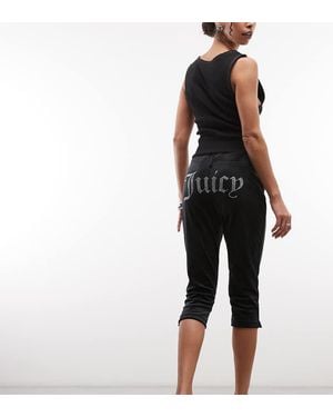 Juicy Couture Exclusive Velour Diamante Logo Capri Trousers - Black
