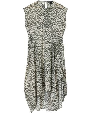 AllSaints – arwen – kleid mit schneeleopardenmuster - Grau