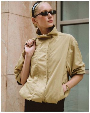 Abercrombie & Fitch Nylon Mock Neck Jacket - Natural