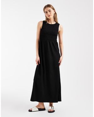 Pieces Sleeveless Smocked Maxi Dress - Black