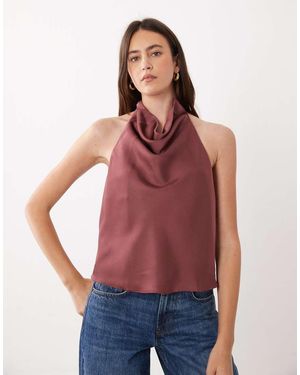Mango Cowl Neck Sleeveless Top - Red
