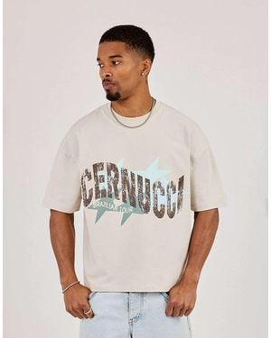 CERNUCCI Cracked Star Print Boxy T-Shirt - White