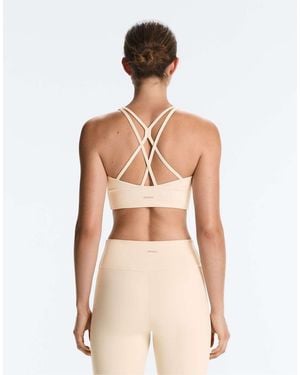 Oysho Medium-support Comfortlux Sports Bra With Cups - Natural