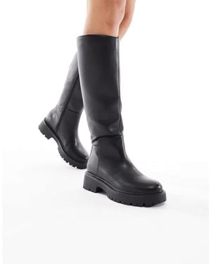 London Rebel Olivia Chunky Knee Boots - Black