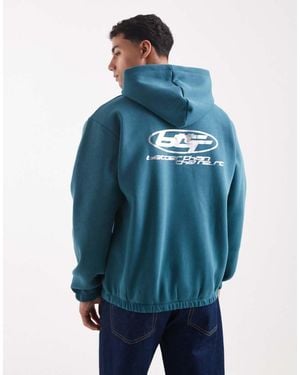 ASOS Hoodie With Metallic Sports Print - Blue