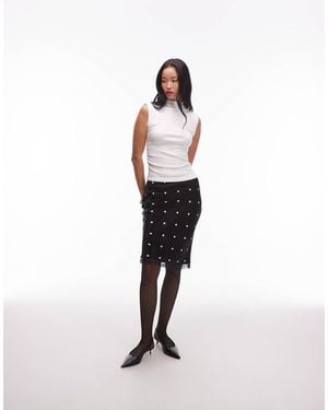 ASOS Satin Lace Trim 90's Length Midi Skirt - White